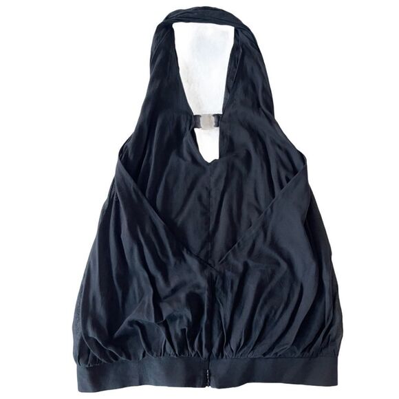 FERRAGAMO Black Halter Neck Top in Cotton Voile - Picture 8 of 11